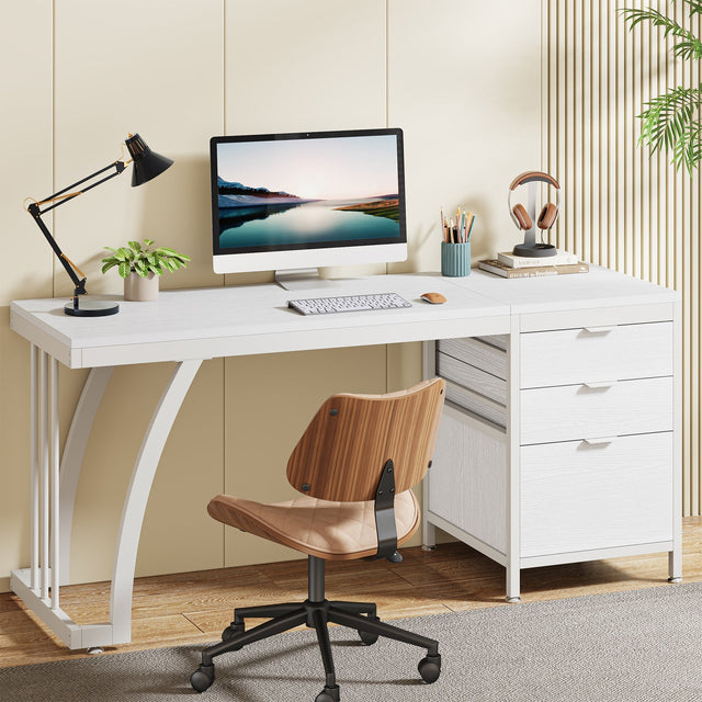 Industrial 59 inch Desk White color variant