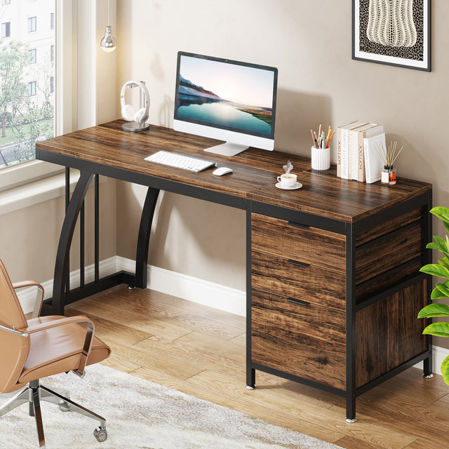 59 inch desk metal frame and smooth edge detail