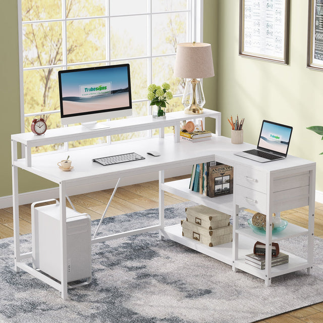 Reversible L-Shaped Desk White color variant