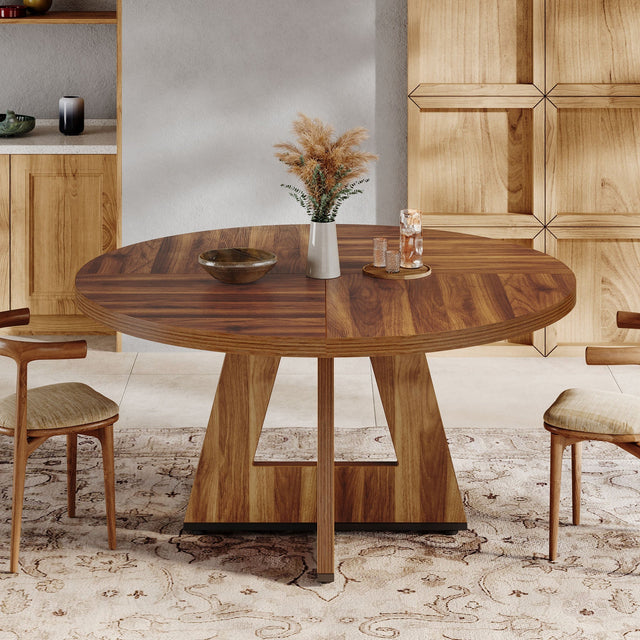 47" Round Dining Table for 4-6, Farmhouse Kitchen Table Table for Dining Room