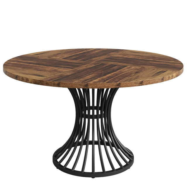 Round Dining Table for 4-6, 47" Farmhouse Circle Kitchen Table