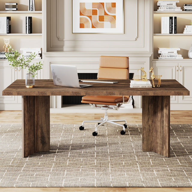 63 inch farmhouse desk Dark Brown color variant