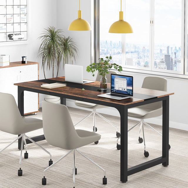 70.9 inch desk spacious top dual monitor setup