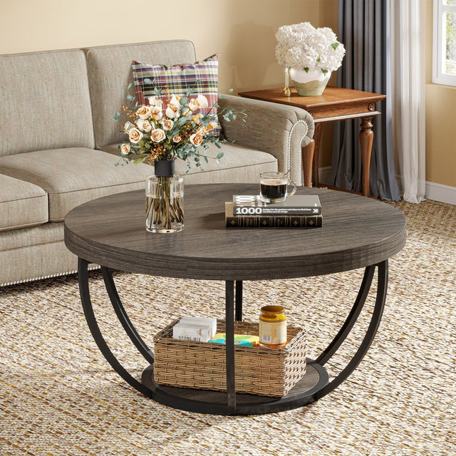Round coffee table gray and black variant
