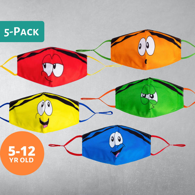 5-Pack Kids Face Masks with Case (5-12 Yr old)