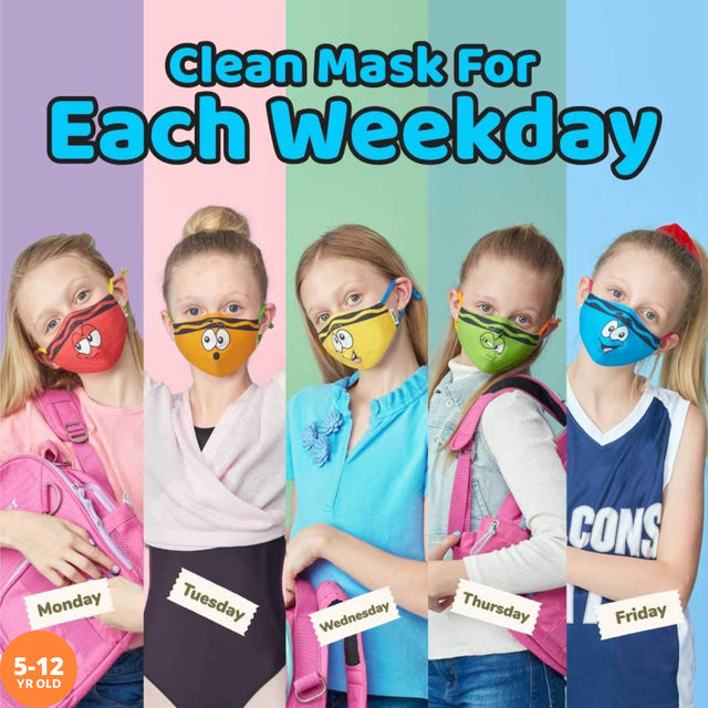 5-Pack Kids Face Masks with Case (5-12 Yr old)