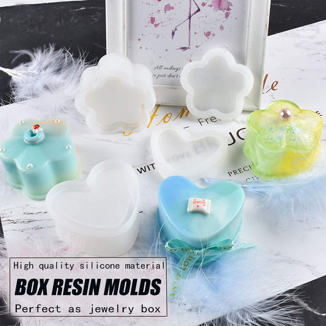  Box Resin Molds, Jewelry Box Molds with Heart Shape