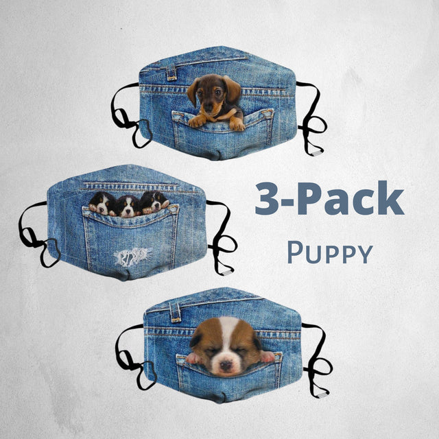 3-Pack Puppy Face Mask