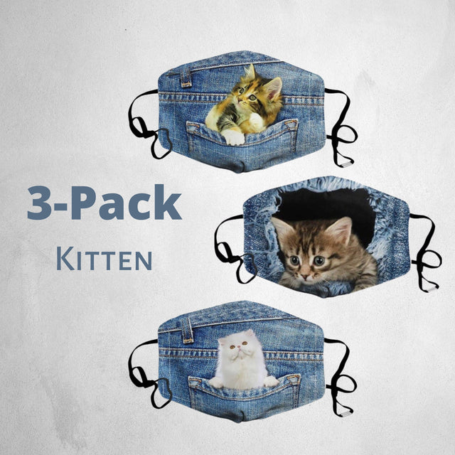 3-Pack Kitten Face Mask