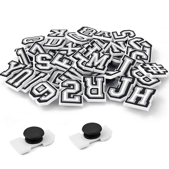 White, Grey & Black Alphabet Croc Charms, Personalized Letter Jibbitz, Croc  Shoe Charms 